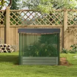 Raised Garden Bed with Protective Cage and Shade Beige for Flowers and Vegetables - Image 9