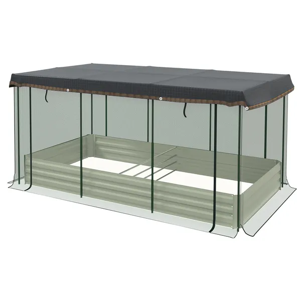 raised-garden-bed-with-protective-cage-and-shade-beige-for-flowers-and-vegetables.webp Raised Garden Bed with Protective Cage and Shade Beige for Flowers and Vegetables - Image 1