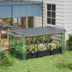 Outsunny Raised Garden Bed with Protective Cage and Shade Gray for Flowers and Vegetables - Image 2