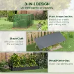 Outsunny Raised Garden Bed with Protective Cage and Shade Gray for Flowers and Vegetables - Image 4