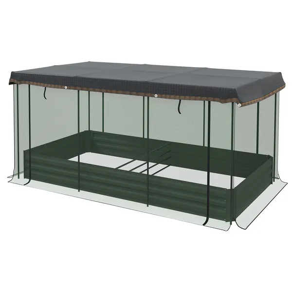 raised-garden-bed-with-protective-cage-and-shade-gray-for-flowers-and-vegetables.webp Outsunny Raised Garden Bed with Protective Cage and Shade Gray for Flowers and Vegetables - Image 1