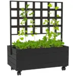 Outsunny Raised Garden Bed with Trellis and Wheels, Outdoor Planter Wooden Elevated Garden Bed for Garden, Patio, Balcony - Image 11