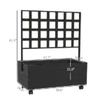 Outsunny Raised Garden Bed with Trellis and Wheels, Outdoor Planter Wooden Elevated Garden Bed for Garden, Patio, Balcony - Image 3