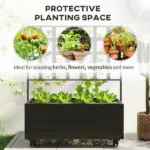 Outsunny Raised Garden Bed with Trellis and Wheels, Outdoor Planter Wooden Elevated Garden Bed for Garden, Patio, Balcony - Image 4