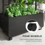 Outsunny Raised Garden Bed with Trellis and Wheels, Outdoor Planter Wooden Elevated Garden Bed for Garden, Patio, Balcony - Image 5