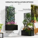 Outsunny Raised Garden Bed with Trellis, Wall Mounted Flower Bed for Garden Balcony, Patio, 24"L x 9.1"W x 44.5"H - Image 5