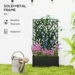 Outsunny Raised Garden Bed with Trellis, Wall Mounted Flower Bed for Garden Balcony, Patio, 24"L x 9.1"W x 44.5"H - Image 6