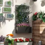 Outsunny Raised Garden Bed with Trellis, Wall Mounted Flower Bed for Garden Balcony, Patio, 24"L x 9.1"W x 44.5"H - Image 7