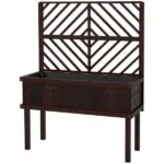 Outsunny Raised Garden Bed with Trellis Wooden Elevated Planter Box Outdoor for Climbing Plants with Drainage Carbonized