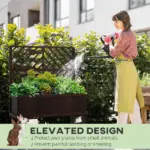 Outsunny Raised Garden Bed with Trellis Wooden Elevated Planter Box Outdoor for Climbing Plants with Drainage Carbonized - Image 7