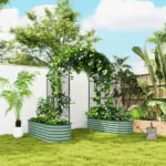 Raised Garden Beds Set with Arch Trellis, Climbing Net, Galvanized Planter Box for Climbing Vegetables Flowers Herbs - Image 2