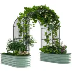 Raised Garden Beds Set with Arch Trellis, Climbing Net, Galvanized Planter Box for Climbing Vegetables Flowers Herbs - Image 11