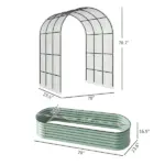 Raised Garden Beds Set with Arch Trellis, Climbing Net, Galvanized Planter Box for Climbing Vegetables Flowers Herbs - Image 3