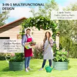 Raised Garden Beds Set with Arch Trellis, Climbing Net, Galvanized Planter Box for Climbing Vegetables Flowers Herbs - Image 4