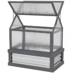 Raised Garden Flower Bed Kit with Greenhouse, Wooden Cold Frame Planter, 35.5" x 22.5" x 38.25", Gray