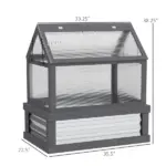 Raised Garden Flower Bed Kit with Greenhouse, Wooden Cold Frame Planter, 35.5" x 22.5" x 38.25", Gray - Image 3