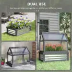 Raised Garden Flower Bed Kit with Greenhouse, Wooden Cold Frame Planter, 35.5" x 22.5" x 38.25", Gray - Image 4
