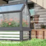 Raised Garden Flower Bed Kit with Greenhouse, Wooden Cold Frame Planter, 35.5" x 22.5" x 38.25", Gray - Image 6