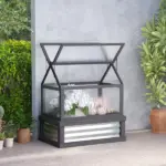Raised Garden Flower Bed Kit with Greenhouse, Wooden Cold Frame Planter, 35.5" x 22.5" x 38.25", Gray - Image 10