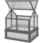 Raised Garden Flower Bed Kit with Greenhouse, Wooden Cold Frame Planter, 35.5" x 31.5" x 36", Gray