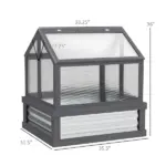 Raised Garden Flower Bed Kit with Greenhouse, Wooden Cold Frame Planter, 35.5" x 31.5" x 36", Gray - Image 3