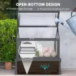 Raised Garden Flower Bed Kit with Greenhouse, Wooden Cold Frame Planter, 35.5" x 31.5" x 36", Gray - Image 5