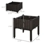 Raised Garden Planter 2 Piece Set Brown with Self-Watering System and Drainage for Outdoor Flowers - Image 3