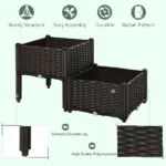 Raised Garden Planter 2 Piece Set Brown with Self-Watering System and Drainage for Outdoor Flowers - Image 7