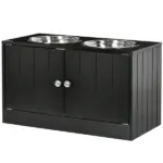 PawHut Raised Pet Feeding Storage Station with 2 Stainless Steel Bowls Base for Large Dogs and Other Large Pets Black - Image 11