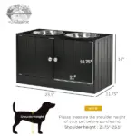 PawHut Raised Pet Feeding Storage Station with 2 Stainless Steel Bowls Base for Large Dogs and Other Large Pets Black - Image 3