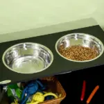 PawHut Raised Pet Feeding Storage Station with 2 Stainless Steel Bowls Base for Large Dogs and Other Large Pets Black - Image 8