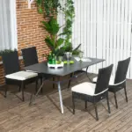 Rattan Outdoor Dining Chairs with Cushions Cream White Patio Comfort - Image 2