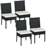 Rattan Outdoor Dining Chairs with Cushions Cream White Patio Comfort - Image 11