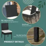 Rattan Outdoor Dining Chairs with Cushions Cream White Patio Comfort - Image 5