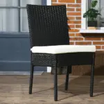 Rattan Outdoor Dining Chairs with Cushions Cream White Patio Comfort - Image 7
