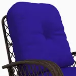 Rattan Rocking Chair, Outdoor Wicker Rocker with Cushion, Steel Frame for Patio, Garden, Backyard, Dark Blue - Image 7