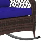 Rattan Rocking Chair, Outdoor Wicker Rocker with Cushion, Steel Frame for Patio, Garden, Backyard, Dark Blue - Image 8