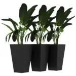 Outsunny Rattan-Style Plastic Planters with Drainage Holes, Set of 3 - 24 Inch Height, Black