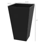 Outsunny Rattan-Style Plastic Planters with Drainage Holes, Set of 3 - 24 Inch Height, Black - Image 3