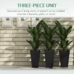 Outsunny Rattan-Style Plastic Planters with Drainage Holes, Set of 3 - 24 Inch Height, Black - Image 5