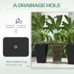 Outsunny Rattan-Style Plastic Planters with Drainage Holes, Set of 3 - 24 Inch Height, Black - Image 6