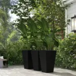 Outsunny Rattan-Style Plastic Planters with Drainage Holes, Set of 3 - 24 Inch Height, Black - Image 7