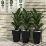 Outsunny Rattan-Style Plastic Planters with Drainage Holes, Set of 3 - 24 Inch Height, Black - Image 10