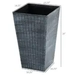 Outsunny Rattan-Style Plastic Planters with Drainage Holes, Set of 3 - 24 Inch Height, Grey - Image 3