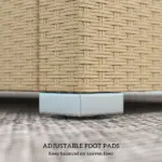 Outsunny Rattan Wicker 3 Seater Patio Couch with Cushions, 2 Throw Pillows, Outdoor Furniture Rattan Sofa, Cream White - Image 6