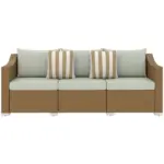 Outsunny Rattan Wicker 3 Seater Patio Couch with Cushions, 2 Throw Pillows, Outdoor Furniture Rattan Sofa, Light Gray