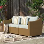 Outsunny Rattan Wicker 3 Seater Patio Couch with Cushions, 2 Throw Pillows, Outdoor Furniture Rattan Sofa, Light Gray - Image 10