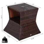 Outsunny Rattan Wicker Patio Side Table with Umbrella Hole 2 Tier Storage All-Weather Garden Furniture Mixed Brown - Image 3