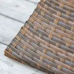 Outsunny Rattan Wicker Patio Side Table with Umbrella Hole 2 Tier Storage All-Weather Garden Furniture Mixed Brown - Image 9