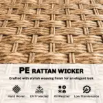 Rattan Wicker Sofa 3-Seater Outdoor Patio Sofa with Cushions for Garden Backyard Porch Dark Blue - Image 6